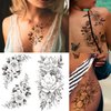10 Sheet Long Lasting Flower Temporary Tattoos For Women Arm Neck Thigh, 3D Black Flower Rose Temporary Tattoos, fake thigh tattoos, Fake Tattoos That Look Real And Last Long, realistic tattoos long lasting waterproof