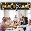 60th Birthday Banner Decorations for Men Women Happy 60th Birthday Banner Cheers to 60 Years Birthday Party Supplies Black Gold Backdrop for 60th Birthday Decor (70.9 x 15.7 Inch)