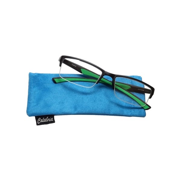 Calabria 6904 Flexie Bendable Reading Glasses +2.00 Green Men Women Readers Flexible Bending Eyeglass w/Soft Case