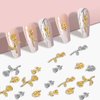 UHOMENY 50PCS 3D Gold Silver Rose Nail Charms, Flower Rose Golden Metallic Mini Alloy Nail Art Decals DIY Nail Accessories Studs for Women Girls Salon Nail Manicure Craft Jewelry Making with Box