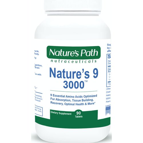 Nature's 9 3000 Essential Amino Acids Supplement, Best EAA Amino Acid Complex All 9 Essential Amino Acid Pills, Vegan Aminos 90 Pill 1 Gram Per Tablet