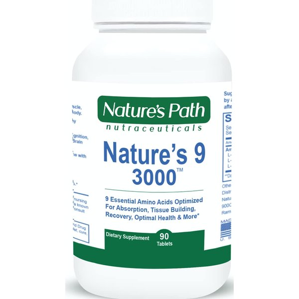 Nature's 9 3000 Essential Amino Acids Supplement, Best EAA Amino Acid Complex All 9 Essential Amino Acid Pills, Vegan Aminos 90 Pill 1 Gram Per Tablet