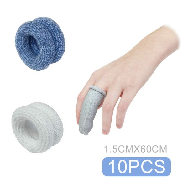 K-SPEED Finger Bandage, First Aid Tublar Bandage Finger Bobs Cots Buddies Dressings 15x600mm for Use Beneath A Finger Cot (Pack of 10, White Colour)