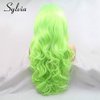 Sylvia Neon Wig Fluorescent Green Natural Wave Synthetic Lace Front Wigs 180% Density Side Parting Wigs Heat Resistant Fiber Hair Wig Cosplay Daily for Woman…