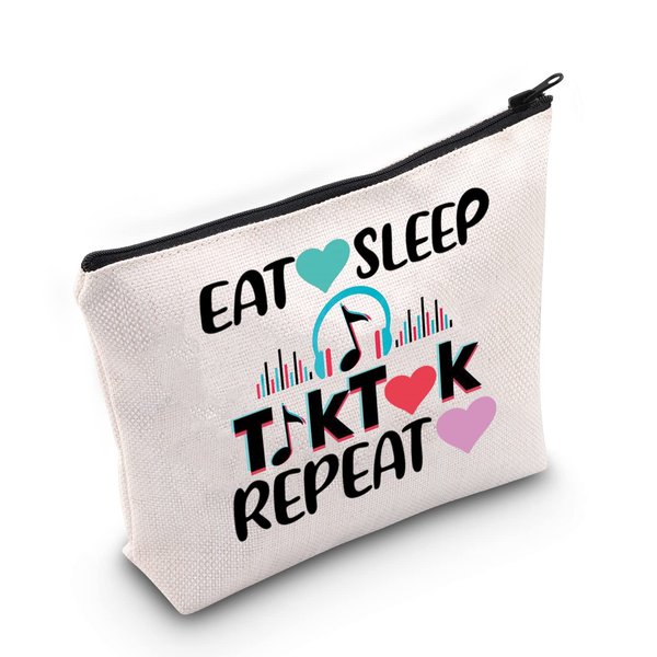 LEVLO Video Cosmetic Bag Video Fans Gift Eat Sleep Video Repeat Makeup Zipper Pouch Bag(Video Tik Repeat)