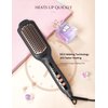 LANDOT Hair Straightener Brush Heated Straightening Brush: Negative Ion Hot Hair Brush for Smooth Frizz-Free Women Hair - Ceramic Flat Iron Brush - Dual Voltage Anti-Scald Fast Heating (Renewed)