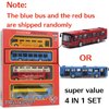 OTONOPI Bus Toys Pull Back School Bus Double Decker London Vehicles City Sightseeing Tour Bus Die Cast Metal Toy Cars Friction Powered Play Vehicle Toy Set for Kids 4 Pack