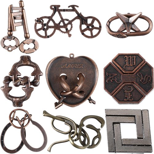 Wettarn 9 Pcs Metal Puzzles for Adults Brain Teaser Puzzles 3D Steel Puzzle for Adults Unlock Interlocking Puzzle Adult Mind Puzzle Games IQ Education Puzzle Toys Smart Toy(Classic Style)