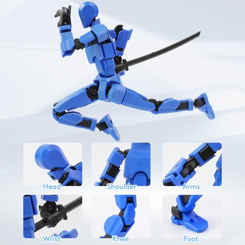 Fugacus Titan 13 Action Figure, Dummy 13 Action Figure Lucky 13 Action Figure T13 Action Figure 3D Multi-Jointed Movable, T13 Action Figure Toy (Yellow)