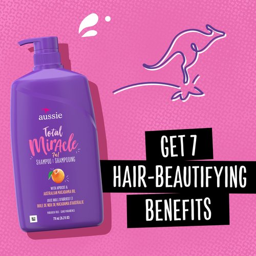 Aussie Total Miracle with Apricot & Macadamia Oil, Paraben Free Shampoo, 26.2 fl oz