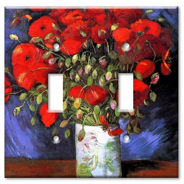 Art Plates - Double Gang Toggle OVERSIZE Switch Plate - OVER SIZE Decorative Metal Wall Plate - Van Gogh: Poppies - (Made in USA)