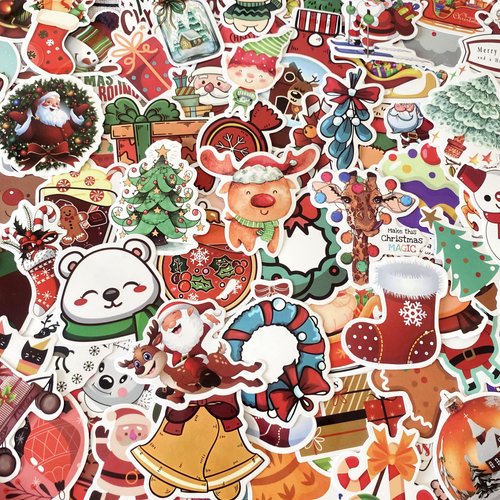 AOWDIAO Christmas Stickers 200 Pcs Cute Merry Christmas Vinyl Stickers for Water Bottles Scrapbooking Crafts Funny Christmas Holiday Stickers for Kids Teens Aduts