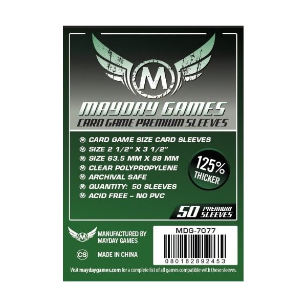 Mayday Games 7077 Clear Premium Card Sleeves 63.5x88 mm (10x50 Pack, 500 Sleeves)