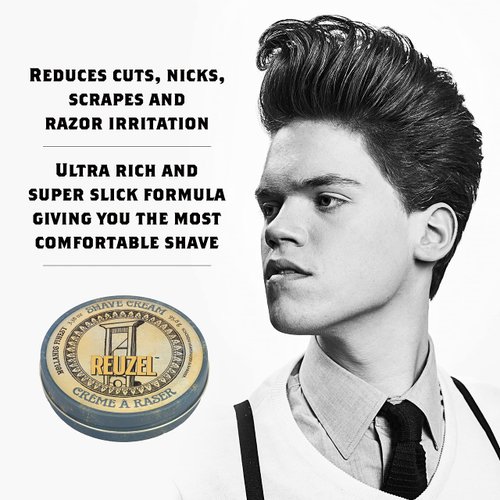 REUZEL Shave Cream, Reduces Cuts & Razor Irritation, Highly Concentrated, Rich Super-Slick Formula, Closest, Most Comfortable Shave, Vegan Formula, 3.38 oz