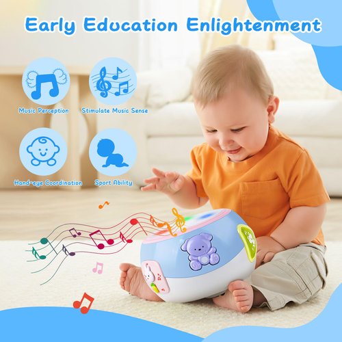 Toys for 1 Year Old Boy Girl Gift - Baby Drum Crawling - Light - Musical Toy for Toddlers 1-3 Learning Toys Tummy Time Toys for 12 Months + First Birthday Gifts for 1+Year Old Kids