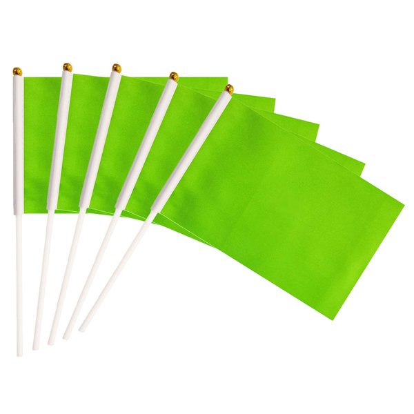 Green Stick Flags,50 Pack Hand Held Small Mini Solid Flag On Stick,5x8 Inch Outdoor Decoration,Party Decorations,Supplies for Parades, Festival Events Celebration (Green)