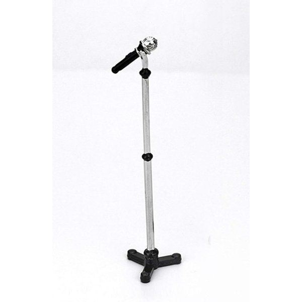 Black Dollhouse Decoration Accessories, 1:12 Dollhouse Miniature Scene Model Microphone with Stand Play Toy, Decortion, Dollhouse Furniture, Doll's Microphone (90 x 18 mm)