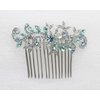 Faship Gorgeous Aqua Rhinestone Crystal Floral Hair Comb