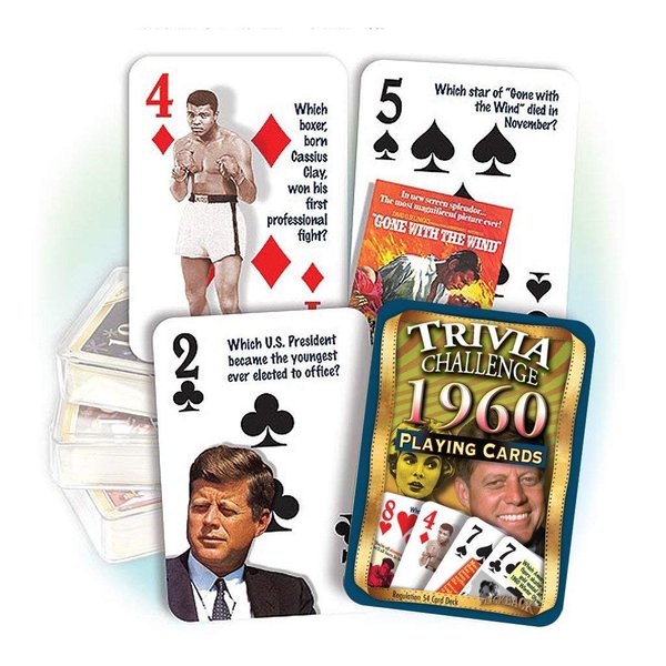 Flickback 1960 Trivia Playing Cards for Birthday or Anniversary
