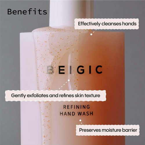 BEIGIC Refining Hand Wash | 300g / 10.6oz | Exfoliating Hand Wash | Walnut Shell Powder, Soapbark Extract, Lavender Oil & Mandarin Extract included | Vegan | Cruelty-Free | Korean Handcare