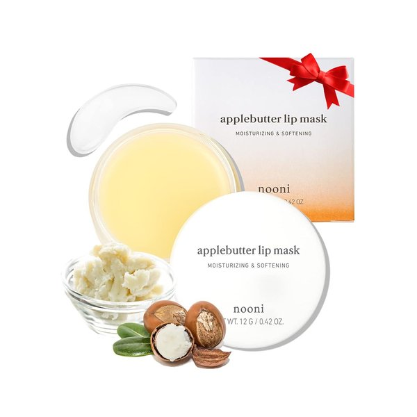 Nooni Applebutter Lip Mask - Hydrating, Moisturizing, Softening, Smoothening, Clear Gloss Finish, Vegan, Cruelty-Free