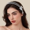 Yovic Rhinestone Bow Headbands Double Crystal Hairbands Silver Wedding Headpiece Women Bowknot Hair Accessories for Party Costume (Silver)