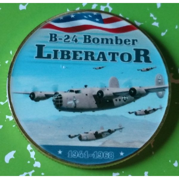 Military B-24 Bomber Liberator Colorized Challenge Art Coin