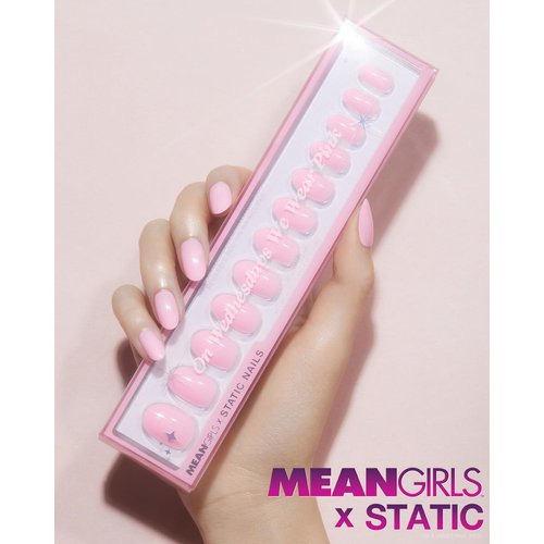 Mean Girls x Static Nails On Wednesdays we wear pink - Reusable Pop-On-Manicures - Seamless & Natural Looking Press On Nails - Award-Winning Long-Lasting Stick On Nails