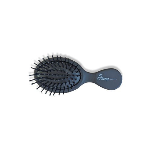 Essential Mini Hair Brush by BeaverStrong, Pocket-size Detangler Brush with Soft Bristles for Travel, Toddlers, Kids, Teens (Charcoal Black)