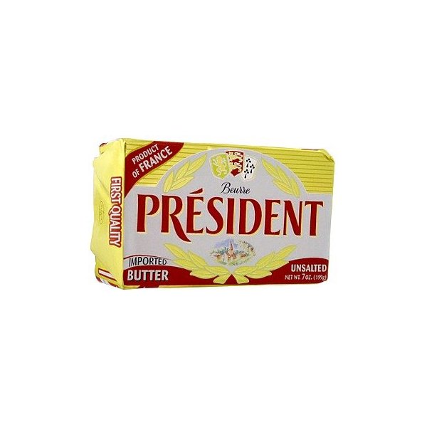 (pack of 4) President Unsalted Butter in Foil (7 oz / 199 g)