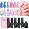 Beetles Glitter Gel Nail Polish 6 Colors Sparkle Pink Purple Blue Gel Polish Kit Chameleon Crushed Diamond Multifunction Soak off Uv Nail Gel DIY Manicure