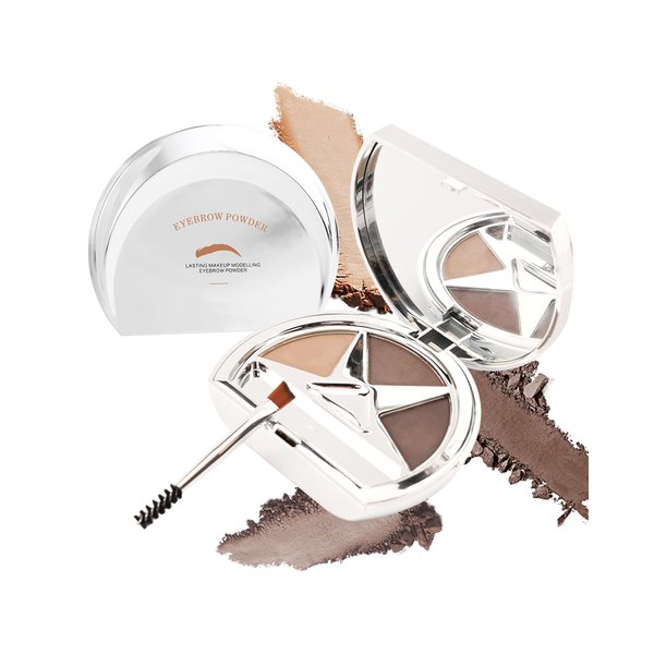 Eyebrow Powder Makeup, 3 Colors Eye Brow Powder Palette Waterproof Long Lasting, Dark/light Brown Eyebrow Filler,Brow Contour Eyeshadow Palette for Natural-Looking Brows with Brow Brush Comb Mirror-01