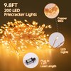 Minetom Fairy Lights Plug in, 10Feet 200 Led Cluster Lights Waterproof Firecracker Starry String Lights for Ceiling Bedroom Wreath Window Wedding Christmas Tree Decoration, Warm White (No Remote)