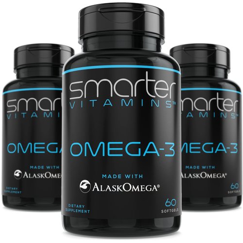 (3 Pack) Smarter Omega 3 Fish Oil, Berry Flavor, Burpless, Tasteless, 2000mg, DHA EPA Triple Strength Brain, Joint and Heart Support, Made with AlaskOmega®