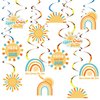 Liliful 24 Pack Here Comes the Son Birthday Decorations, Boho Birthday Sun Ceiling Hanging Swirls Rainbow Sun Hanging Ceiling Decorations Boho Sunshine Ceiling Streamers for Baby Shower First Birthday