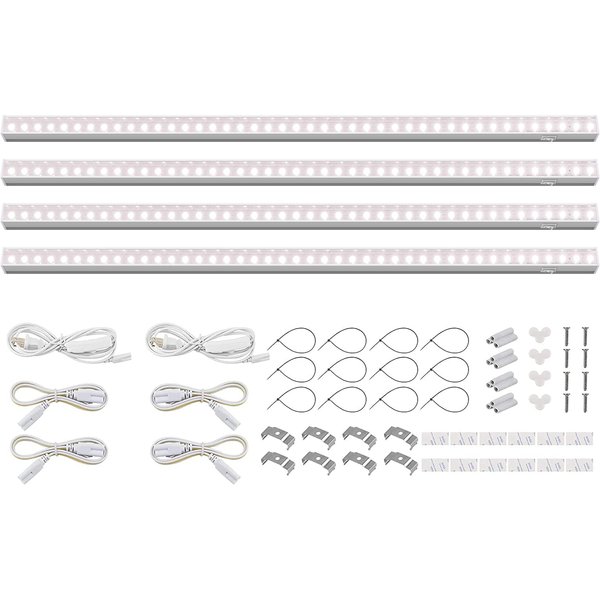 Barrina Grow Lights for Indoor Plants, Full Spectrum Sunlight, 2ft 40W (4 x 10W, 250W Equivalent), LED Grow Light Bulbs, T5 Grow Lights, Plug and Play, Pinkish White, 4-Pack