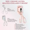 LICNIA Heated Eyelash Curler, Temperature Display Heated Lash Curler with Separator Tool and Brush, 3 Heating Modes Rechargeable Electric Eyelash Curler for Stunning Lashes in Minutes (Pink)