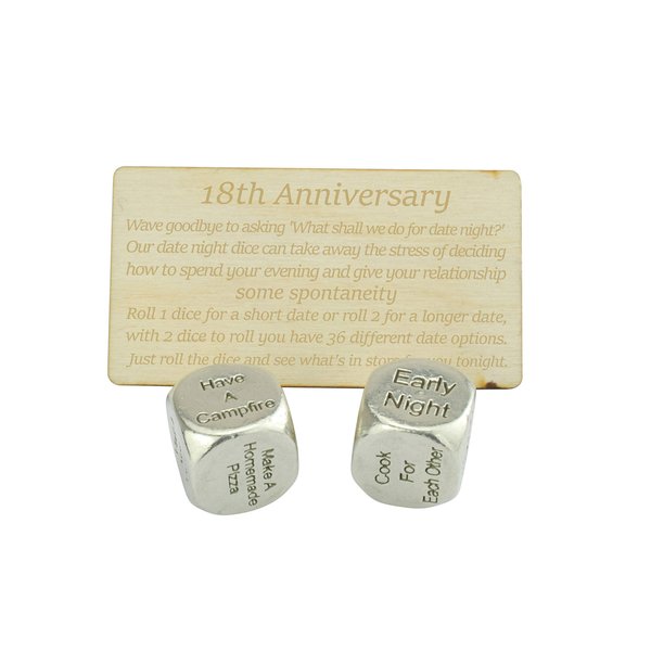 18 Year Anniversary Metal Date Night Dice - Create a Unique 18th Anniversary Date Night