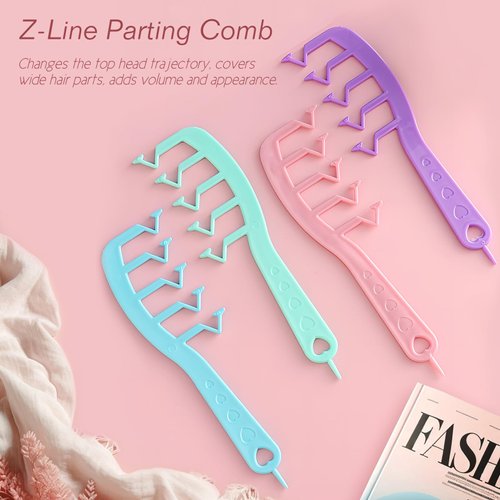 Jaasuee V-Shaped Comb Set Seam Distribution Comb for Hair Volumizing Wide Tooth Detangling Comb Hair Styling Tool for Enhanced Hairline Creation (8 Pieces)