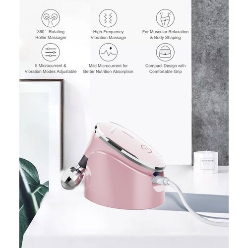 MCSYPOAL Microcurrent-Facial-Device, Microcurrent Facial Massager, Face Roller Face Massager for Skin Care at Home, Rose Gold