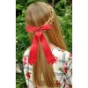 Silky Satin Ribbon Bow Hair Clips for Women Bowknot Hair Ponytail Holder Accessories for Women Girls Toddlers Teens Kids Party Wedding Prom Daily Outfits (Red*2)