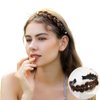 ADASTE Synthetic Hair Braided Hairband Headband Classic Pearls Plaited Hair Bands Messy Hair Stretchy Hair Accessories Fluffy Braids Wig Band for Women and Girls (Light Brown)