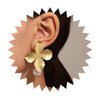 YienDoo Boho Big Flower Drop Earrings Vintage Gold Floral Petal Dangle Earrings Statement French Flower Pearl Drop Earrings Studs Wedding Bridesmaid Earrings Jewelry for Women and Girls