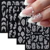 White Flower Nail Art Stickers Decals 5D Hollow Nail Stickers White Lace Rose Wedding Pattern Nail Art Supplies Self-Adhesive Luxurious Nail Art Decoration Acrylic Engraved Flower Nail Decal for Women Nail Accessories 4 Sheet