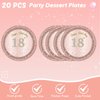 62Pcs 18th Birthday Decorations for Girls Her, Rose Gold Birthday Party Supplies Include 40Plates 20Napkins and 2Piece Tablecloth, Rose Gold Princess Party Tableware for 20 Guests