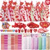 Valentines Day Gifts for Kids Classroom, 224 PCS Valentines Day Stationery Set with Pencils, Erasers, Rulers, Sharpeners, Cards for Kids Valentines Day Classroom Exchange, Valentine Party Favors