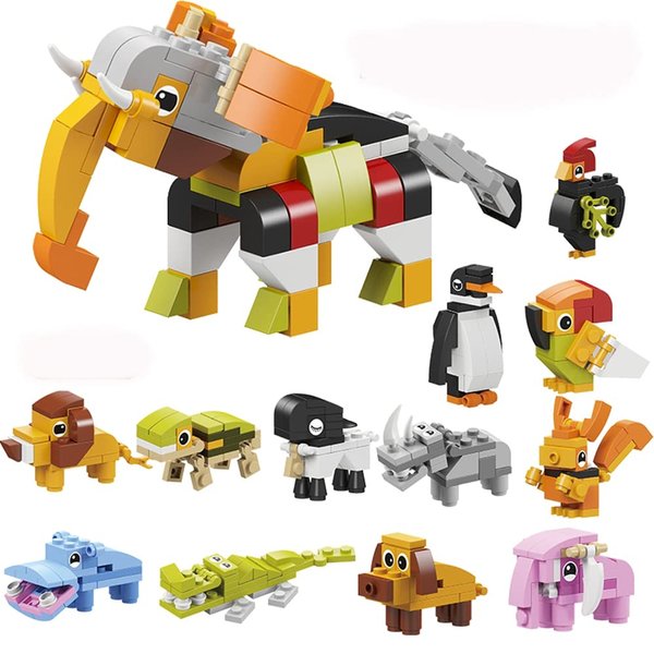 Cyeah 12 in 1 Mini Animal Building Block Set,Stem Building Brick Animal Kingdom Zoo Toys for Kids