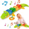 Sumobaby Infant Baby Musical Stuffed Animal Activity Soft Toys with Teether, Multi-Sensory Crinkle, Rattle and Textures, for Tummy Time Newborn 0-3-6-12 Months Boys, Girls, Crocodile (Alligator)