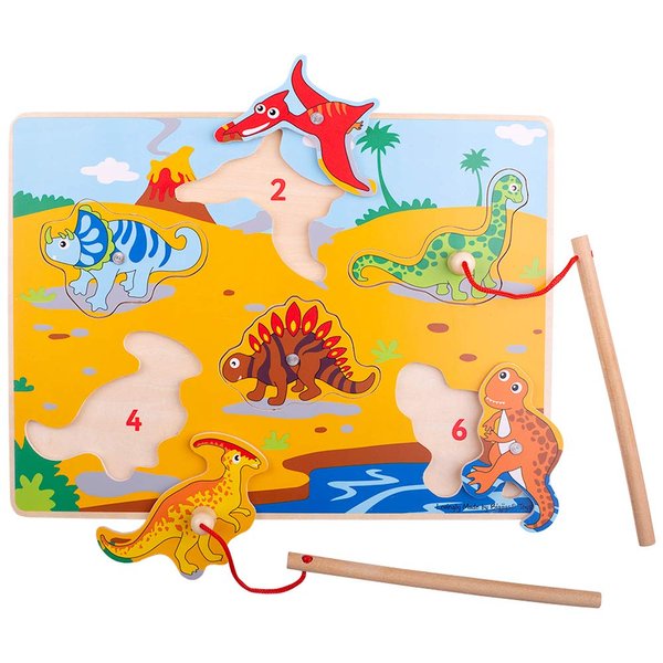 Bigjigs Toys Wooden Magnetic Dino Fun Game with Rods