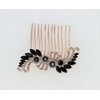 Faship Black Rhinestone Crystal Rose Gold Plated Floral Hair Comb